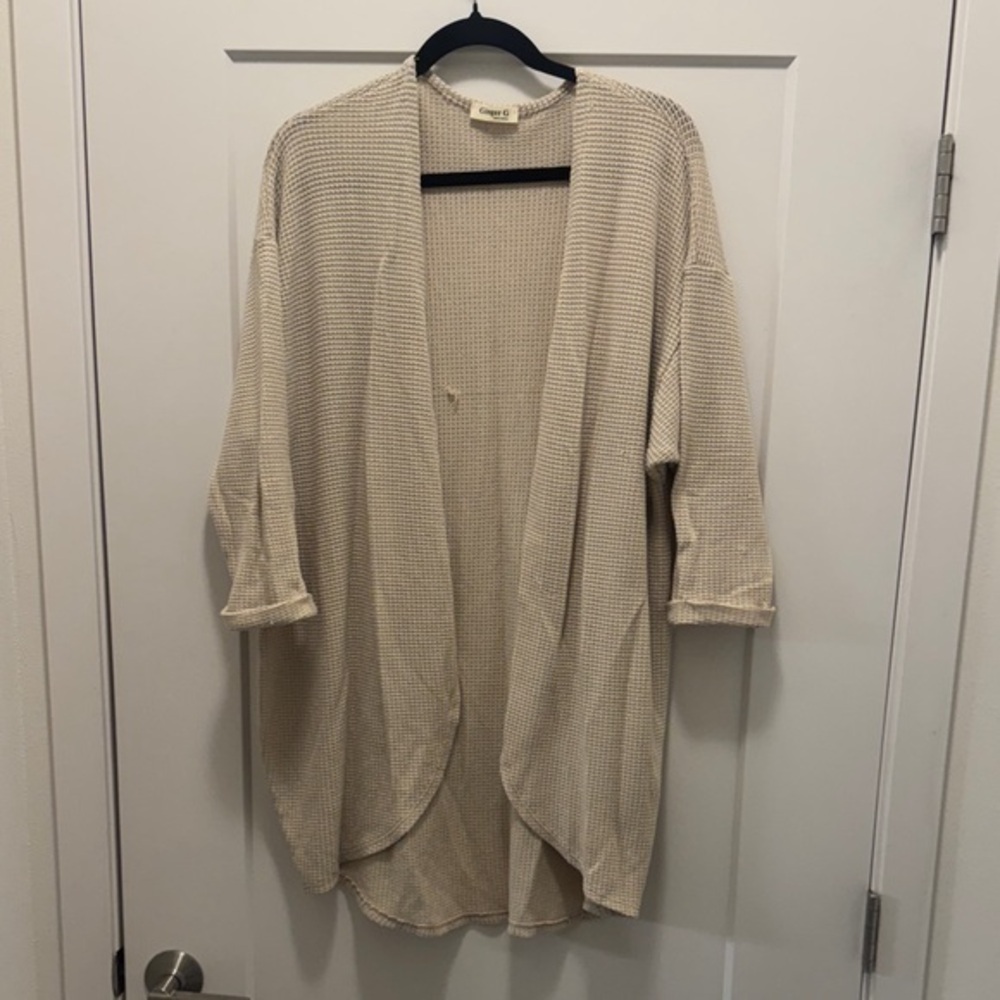 Ginger G Beige Open-Front Cardigan